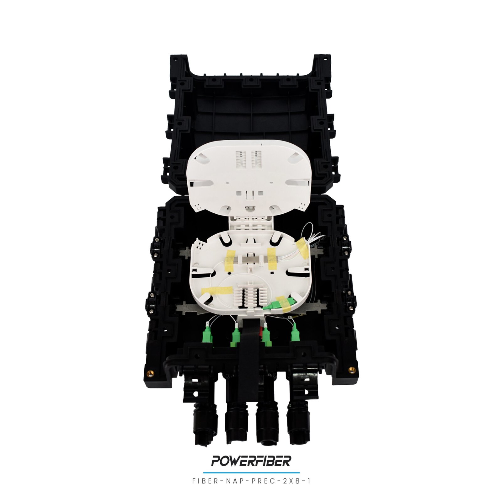 CAJA EXTERIOR FTTH PRECONECTORIZADA HORIZONTAL 2X8 CON SPLITTER 1X8 CONECTOR SC/APC - Imagen 6